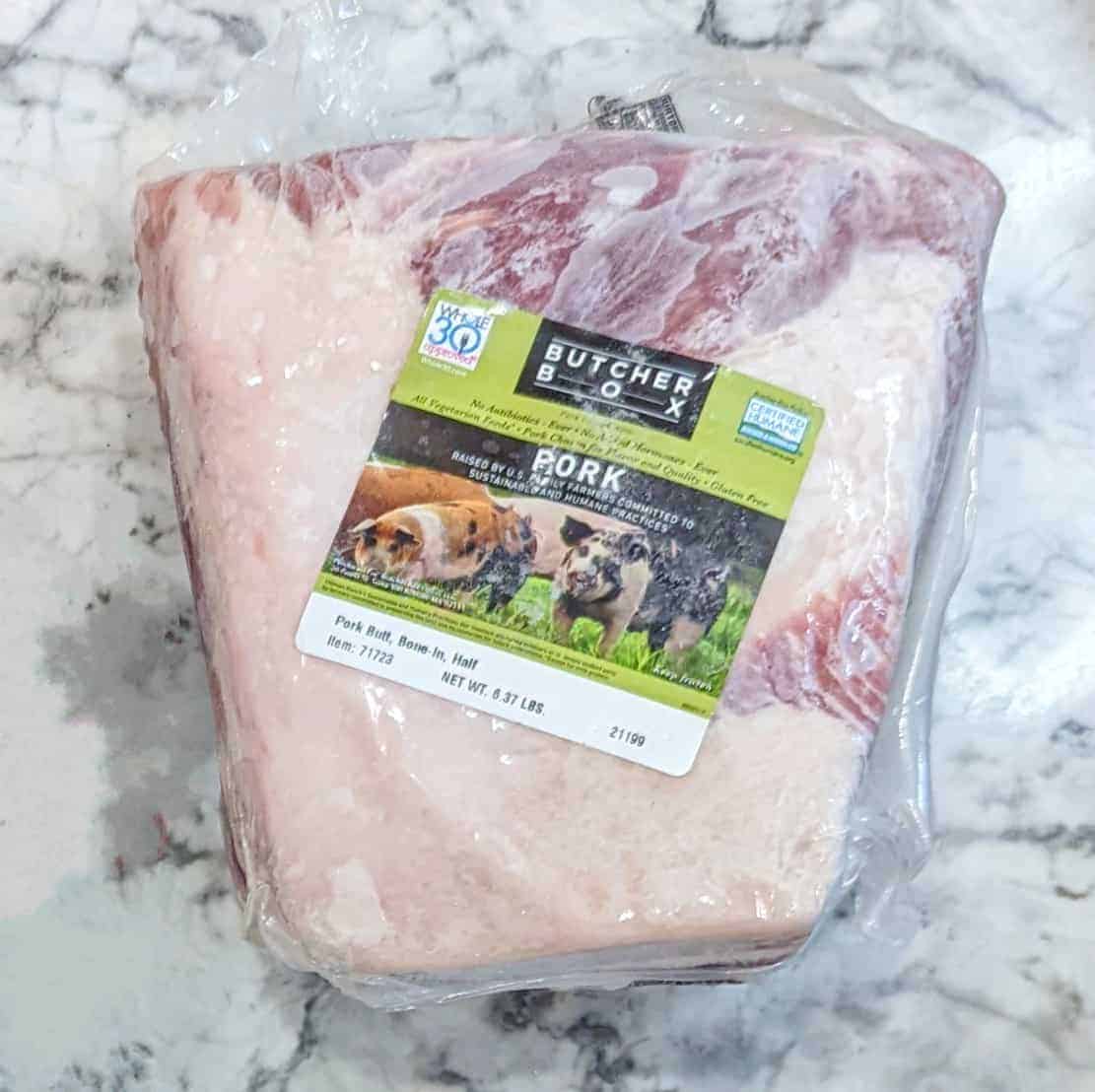 Frozen pork butt from Butcher Box.