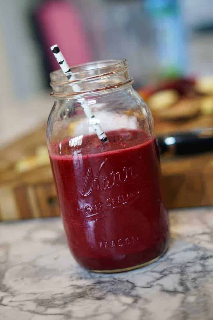 AIP Homemade snack recipe: beet berry apple ginger smoothie