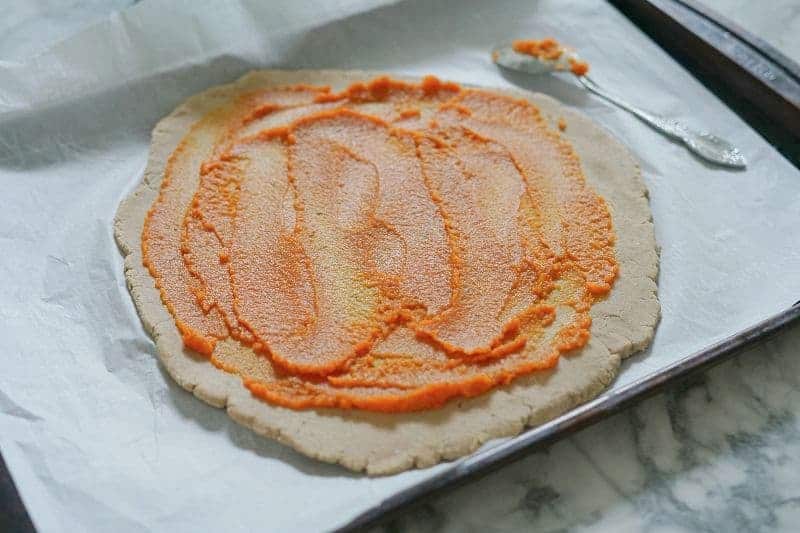 aip pizza crust with sauce a
