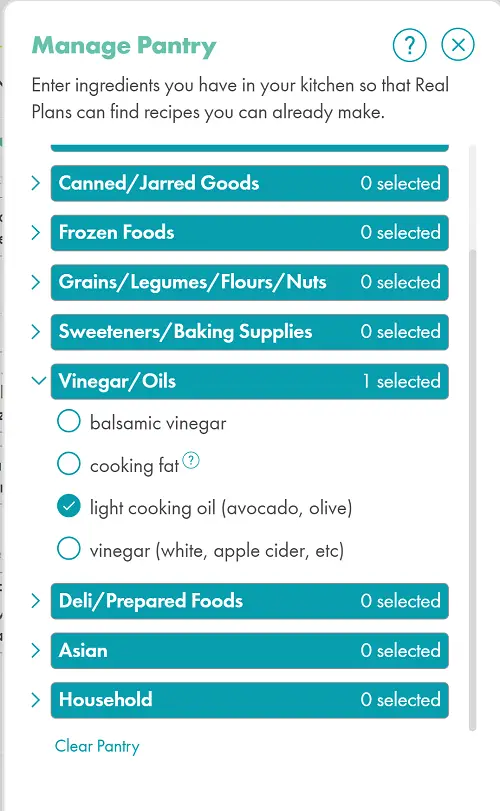 real plans manage pantry