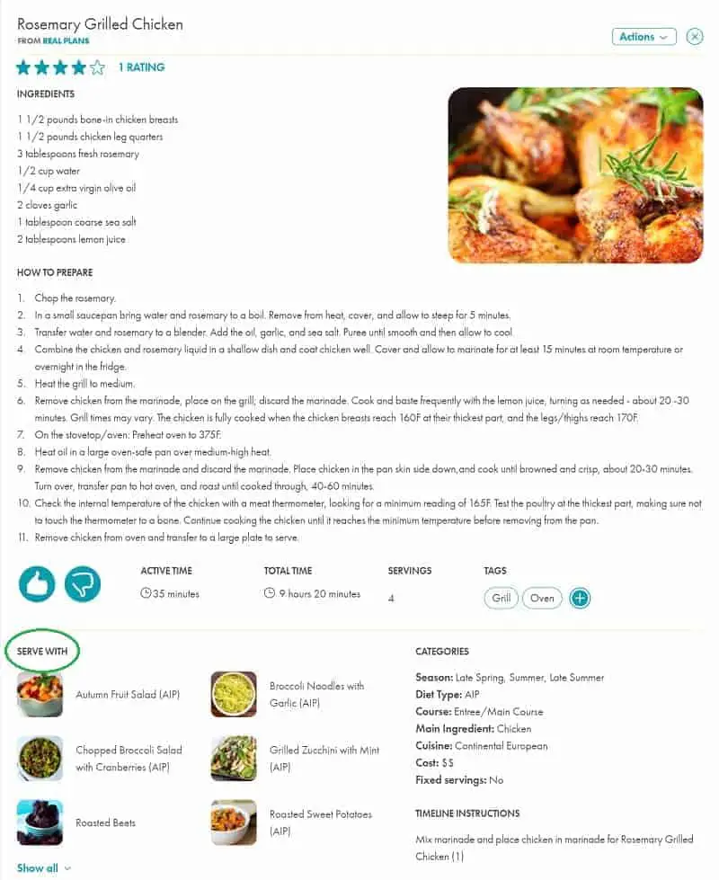 real plans recipe serving suggestions a