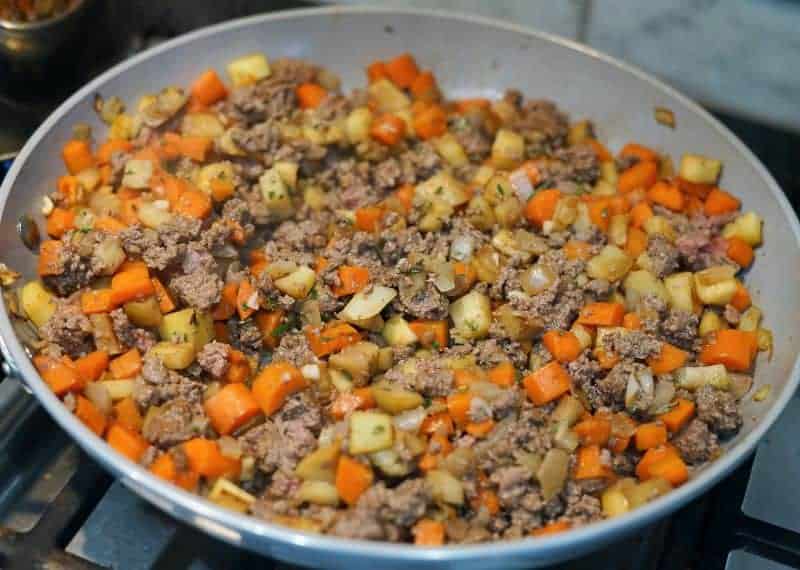 ground beef, carrots, parsnips for meat filling
