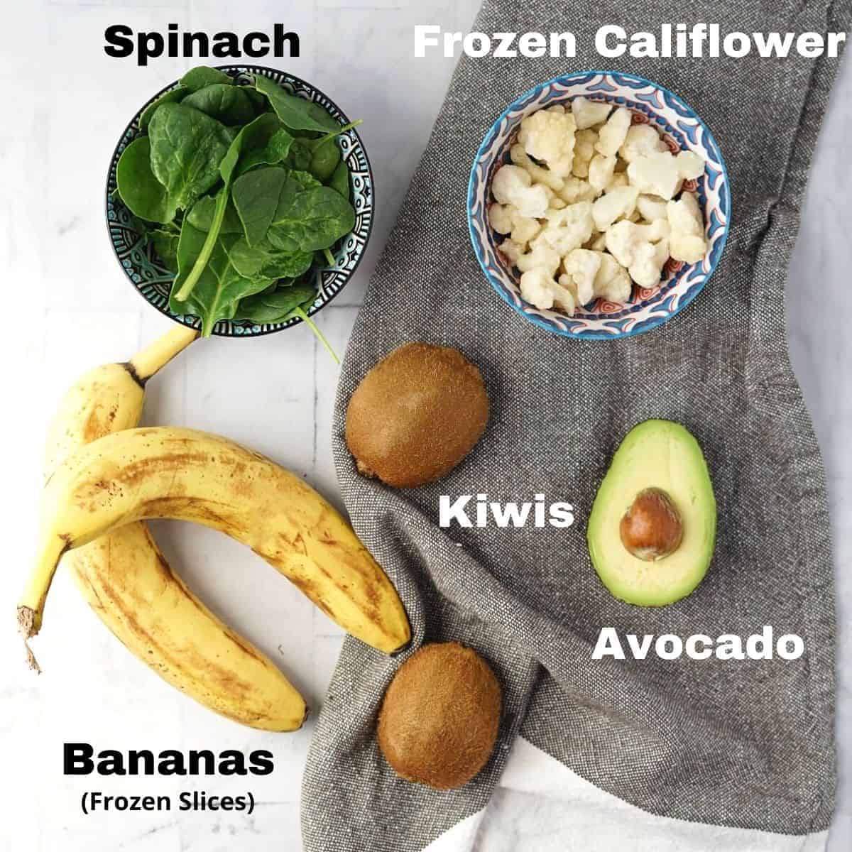 ingredients for smoothie bowl.