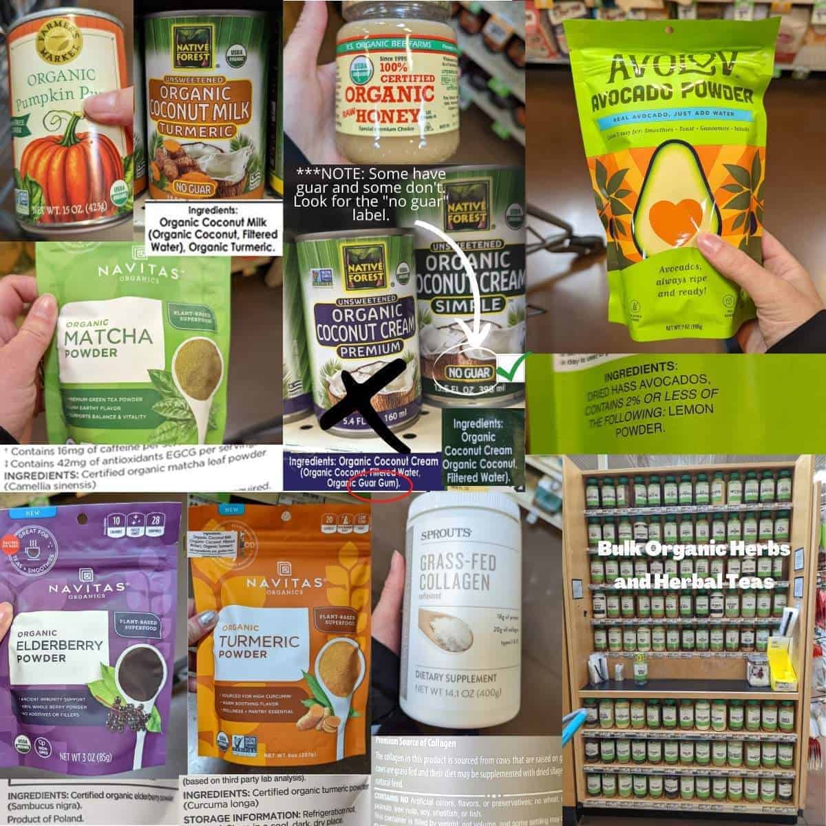 Avocado powder, honey, collagen powder, canned pumpkin, etc.