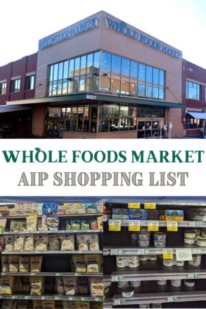Pinterest pin for whole foods shopping list.